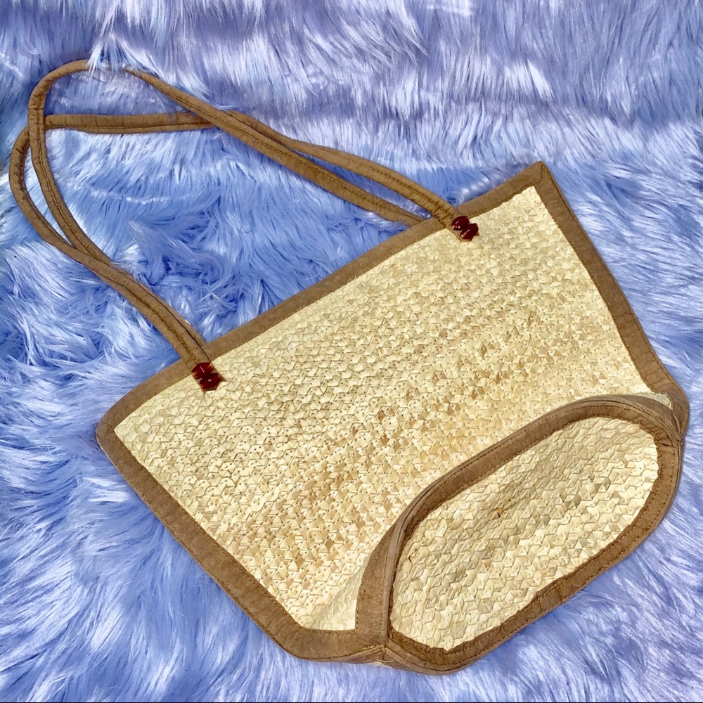 Woven Straw Beach Tote Bag